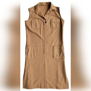 Vintage 60s/70s Handmade Camel Knit Shift Dress S/M